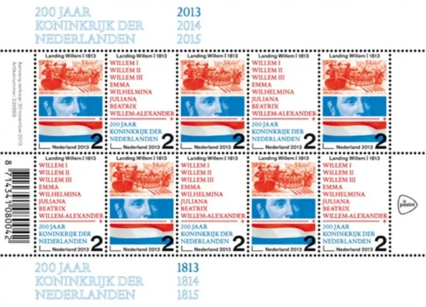 Nederland V3133-3134 200jaar Koninkrijk 2013 vel-sheetlet postfris/mnh