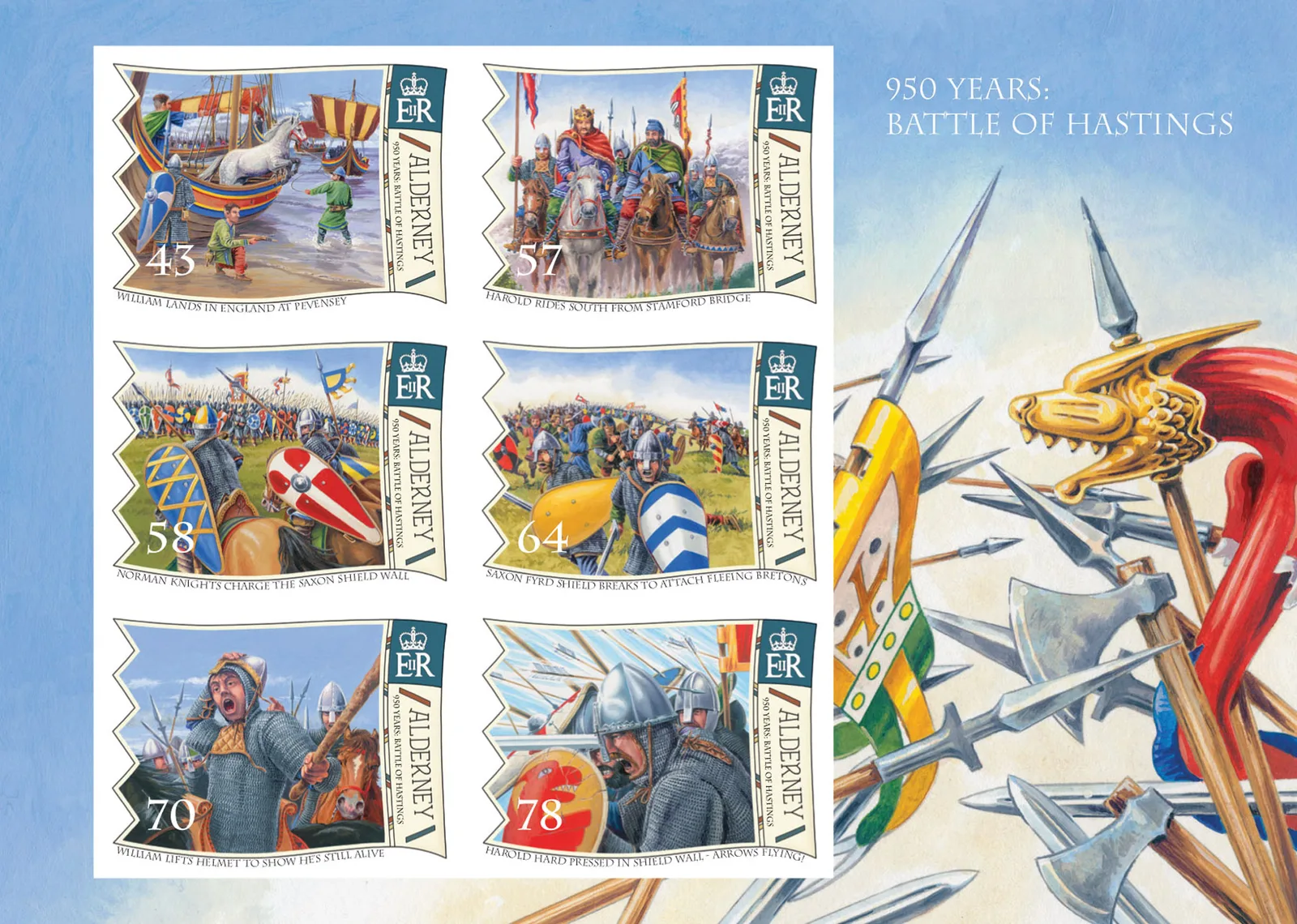 Alderney 2016 Battle of Hastings block-m/s MNH
