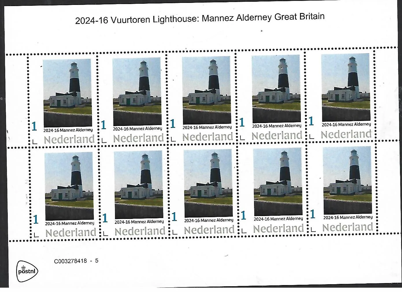 Pays-Bas 2024-16 Phare Lighthouse Mannez Alderney Gr,Br, Danemark feuillet neuf/mnh