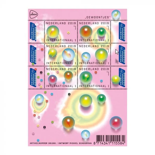 Netherlands 2019 'Marbles' Knickers V3791-3796 sheet MNH