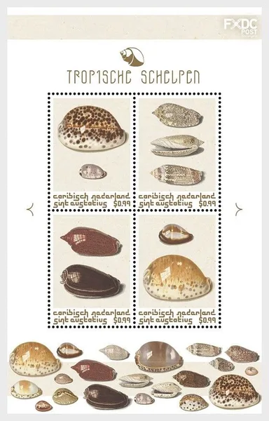Caribisch Nederland St Eustatius 2018 Schelpen shells (bruin-brown) blok-m/s postfris