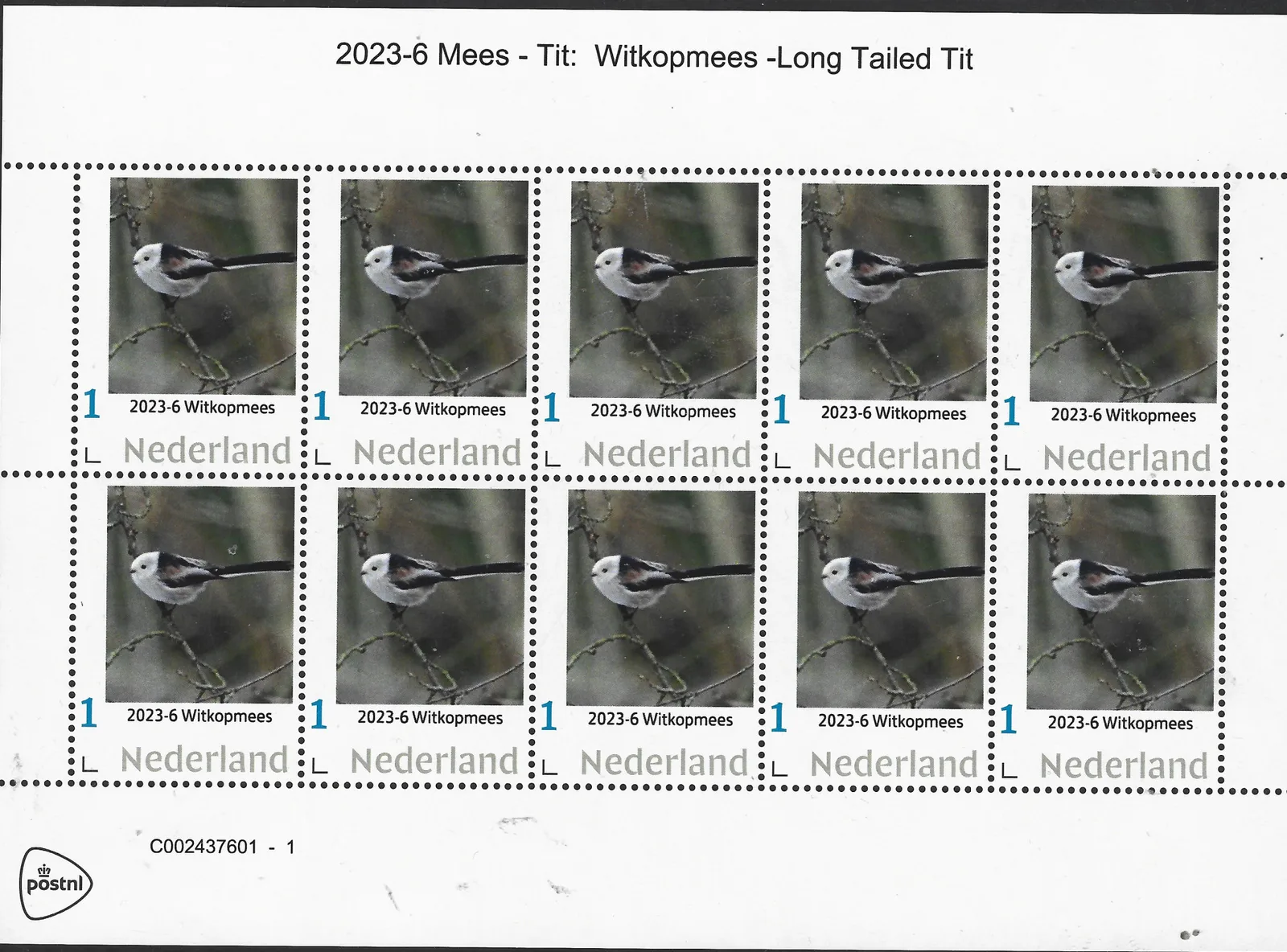 Pays-Bas 2023-6 Mésange - Mésange à longue queue vel/sheetlet neuf/mnh