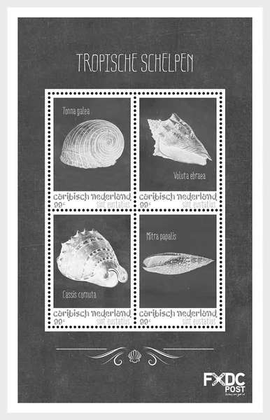 Caribisch Nederland St Eustatius 2018 Schelpen shells (black-white) blok-m/s postfris