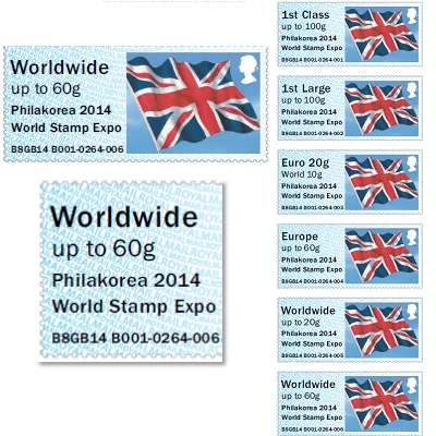 Great Britain 2014 Post and Go Flags Philakorea Exhibition MNH