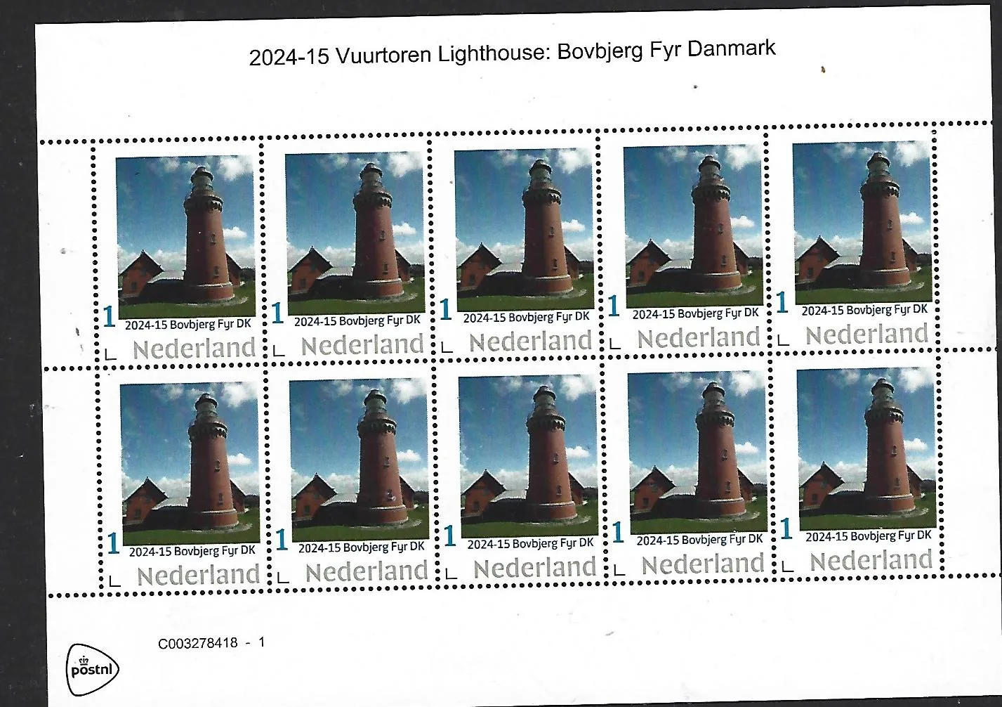 Pays-Bas 2024-15 Phare Lighthouse Bovbjerg Fyr Danemark feuillet neuf/mnh