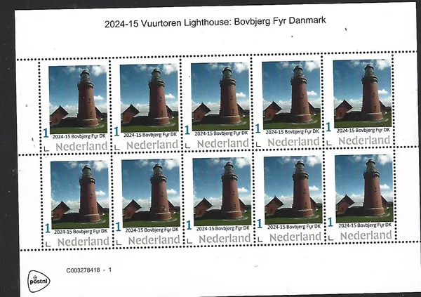 Nederland 2024-15 Vuurtoren Lighthouse Bovbjerg Fyr Danmark sheetlet postfris/mnh