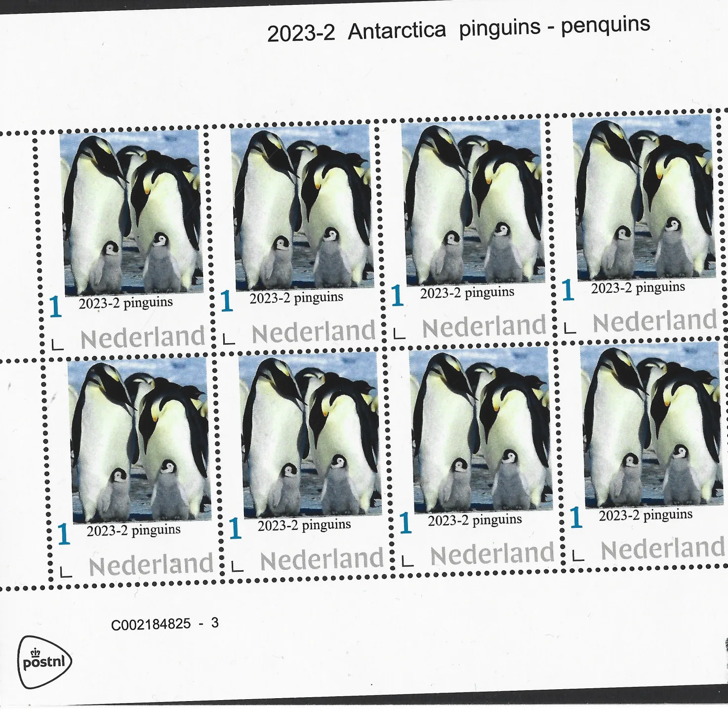 Pays-Bas 2023-2 Antarctique - Antarctique : manchots petite feuille de 10 timbres neuf