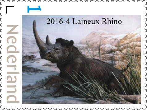 PAYS-BAS 2016-4 PRÉHISTOIRE Rhinocéros NEUF/MNH