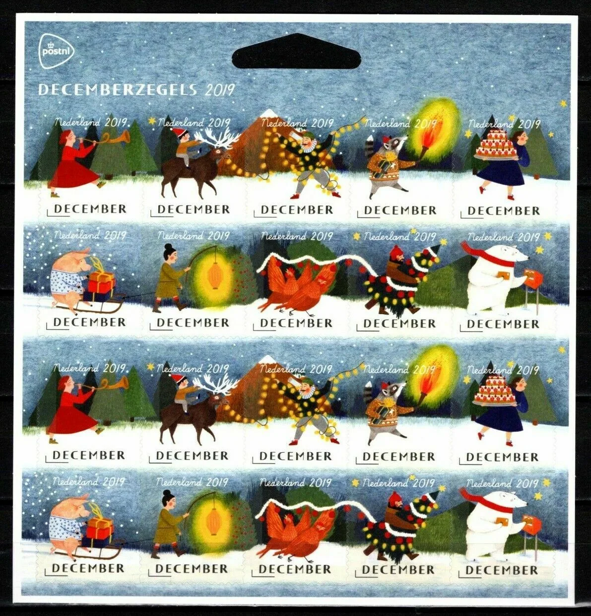 Pays-Bas 2019 Timbres de décembre Noël V3799-3808 feuille neuf