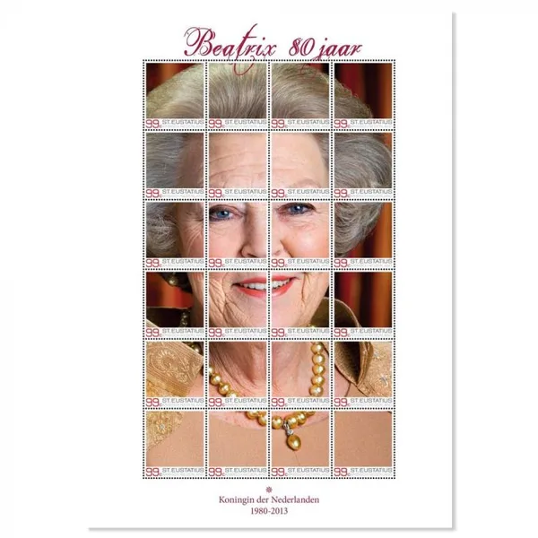 Caribisch Nederland St Eustatius 2018 Prinses Beatrix 80jr vel - sheetlet postfris