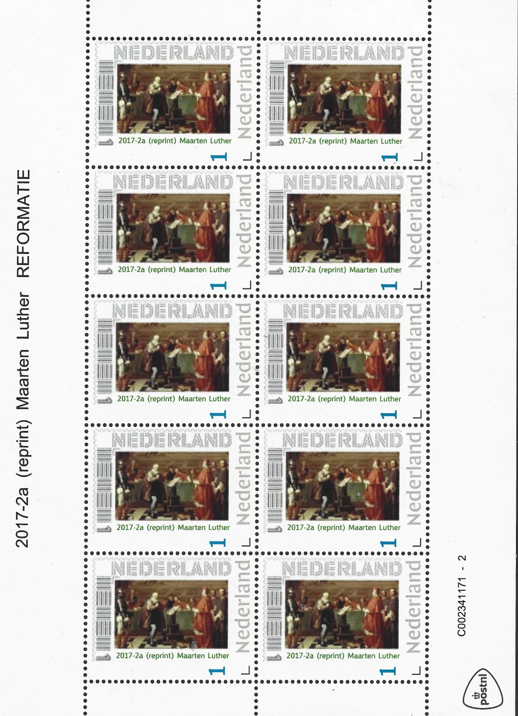 Pays-Bas 2017-2a (réimpression) Martin Luther Réforme feuille-sheetlet neuf/mnh