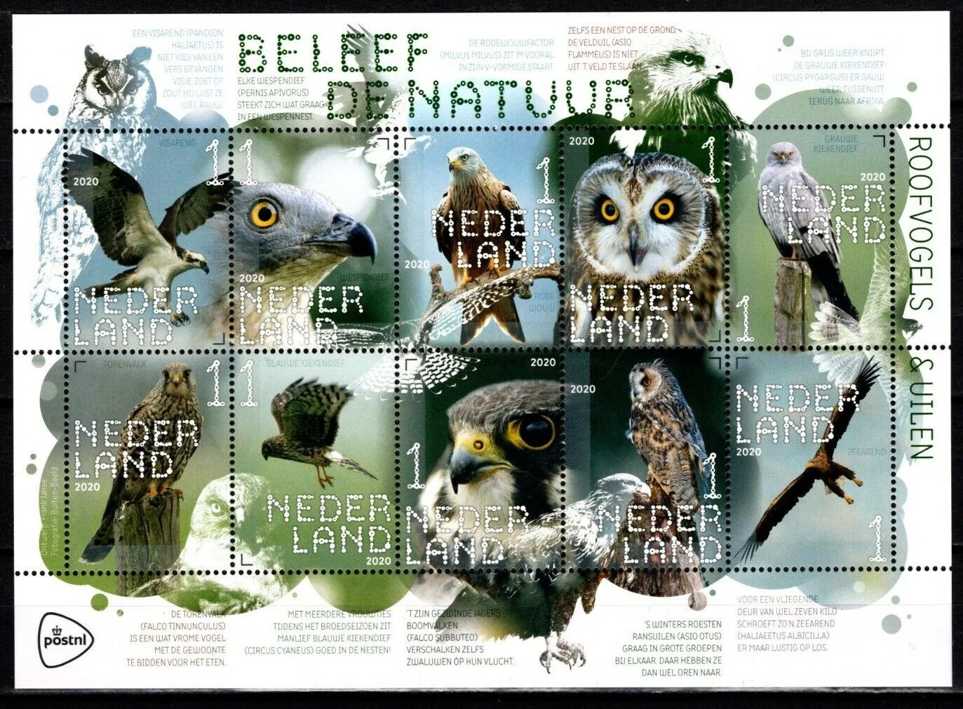 Pays-Bas 2020 Vivez la Nature V3812-3821 Feuille postfris-mnh