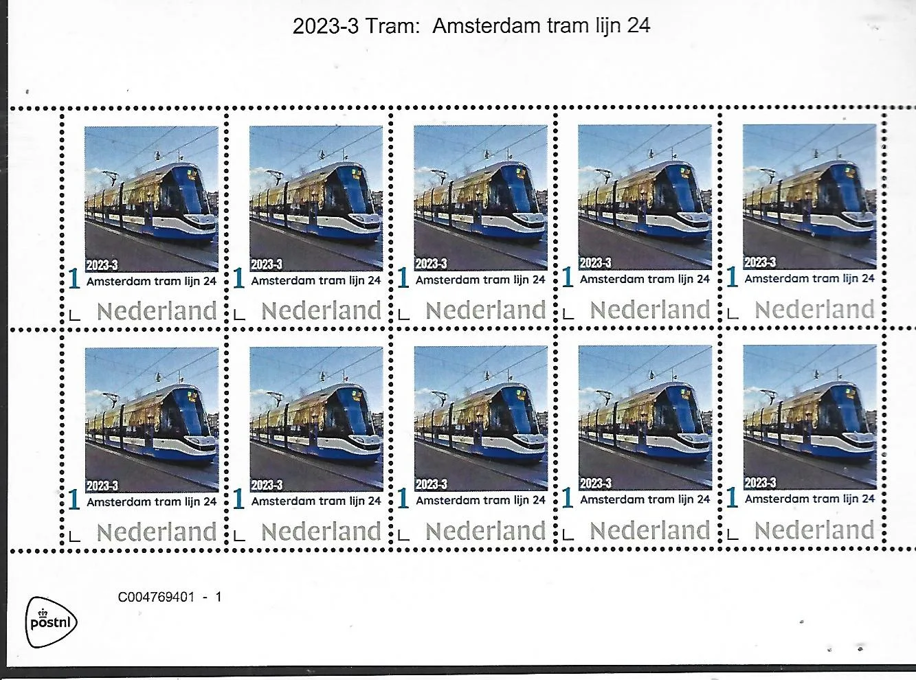 Niederlande 2023-3a Straßenbahn Linie 24 Amsterdam Bogen postfrisch/mnh