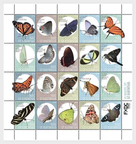 Caribisch Nederland 2019 St Eustatius vlinders- butterflies vel-sheetlet postfris