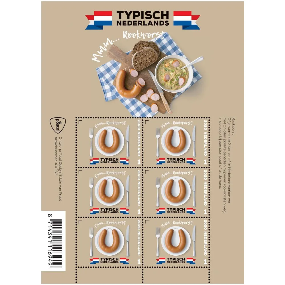Niederlande 2020 Typisch Nederland Rookworst V3822 vel-sheetlet postfrisch