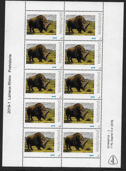 NEDERLAND 2019-1 PREHISTORIE Layneux Rhino France vel-sheetlet POSTFRIS-MNH