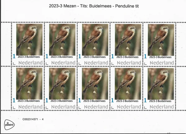 Netherlands 2023-3 Tits: Penduline tit vell-sheetlet MNH