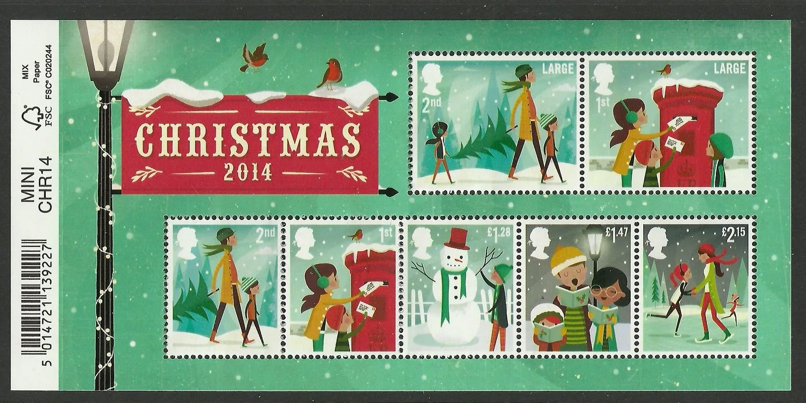 Gr. Britain 2014 Noël bloc-feuille neuf/mnh