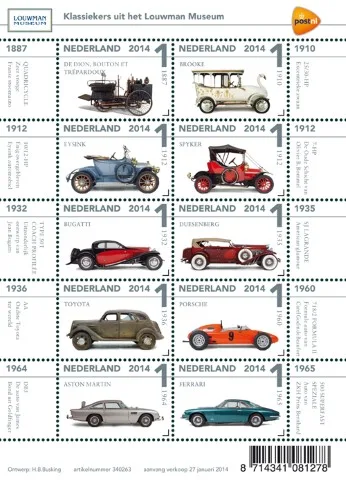 Nederland V3155-3164 Museum Louwman oude auto's Vintage cars 2014 vel-sheelet postfris/mnh