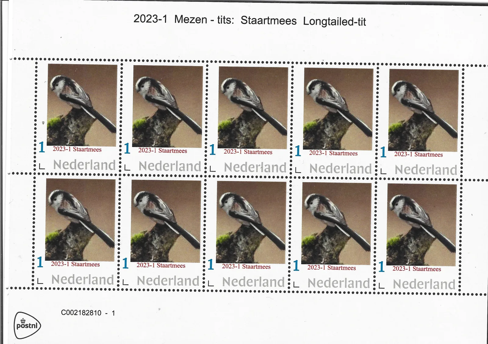 Pays-Bas 2023-1 Mésanges : Mésange à longue queue feuille postfris/mnh