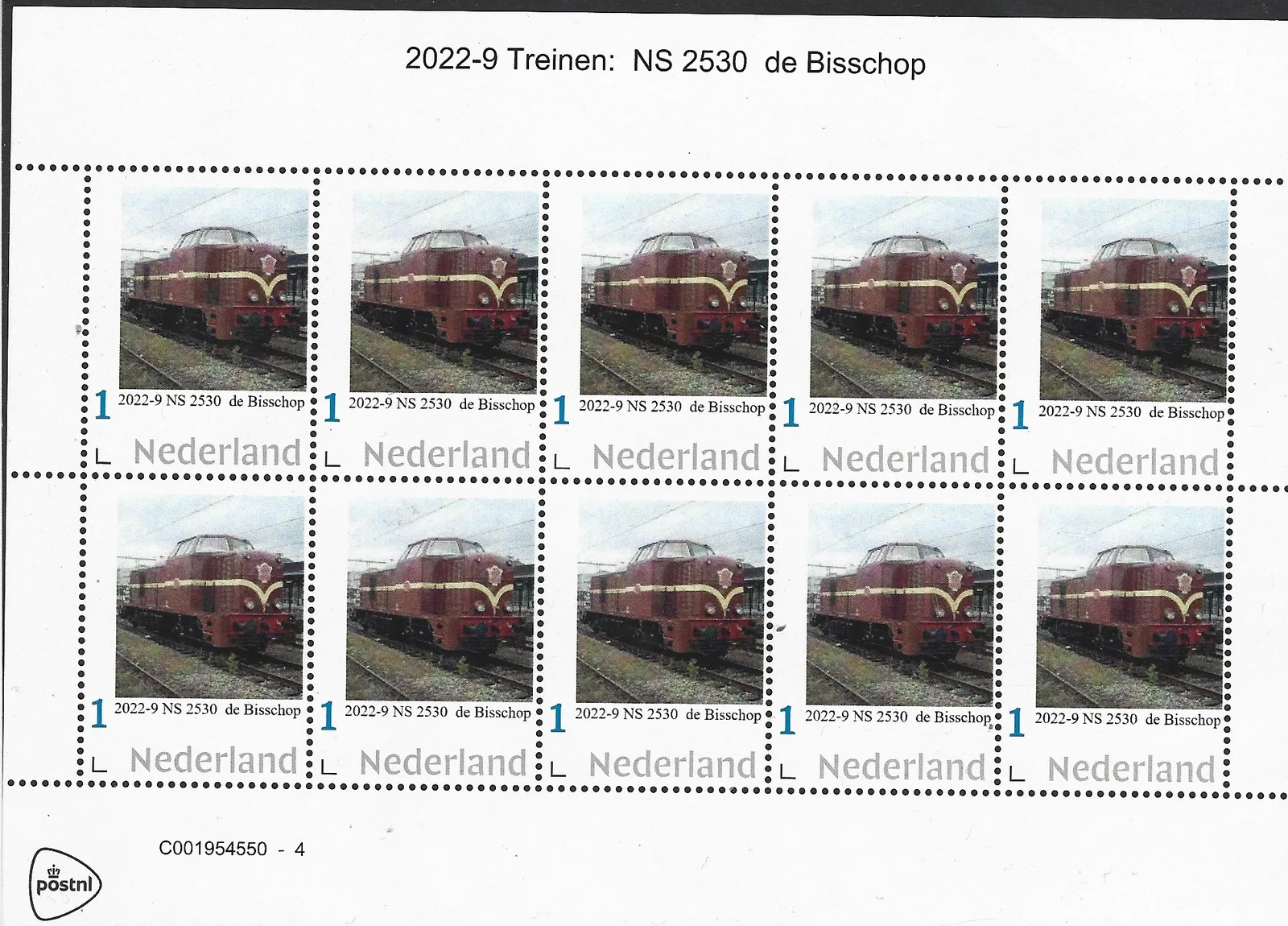 Pays-Bas 2022-9 Trains ; NS 2530 de Bisschop feuillet neuf/mnh