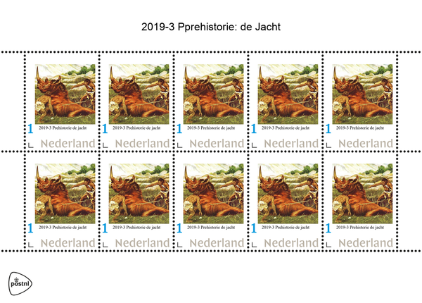 NEDERLAND 2019-3 PREHISTORIE de jacht the hunt vel-sheetlet POSTFRIS-MNH