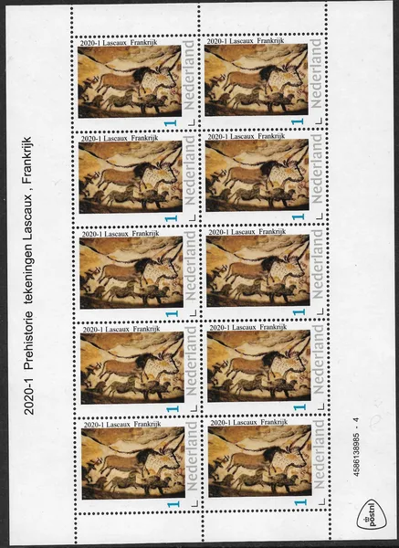 Nederland 2020-1 Prehistorie Lascaux France drawing vel-sheetlet postfris/mnh