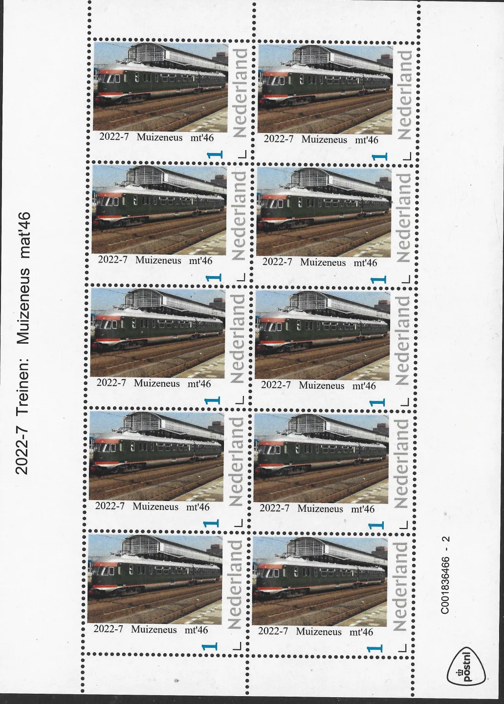 Niederlande 2022-7 Züge mat '46 Mäuschen Zehnerblock postfrisch/mnh