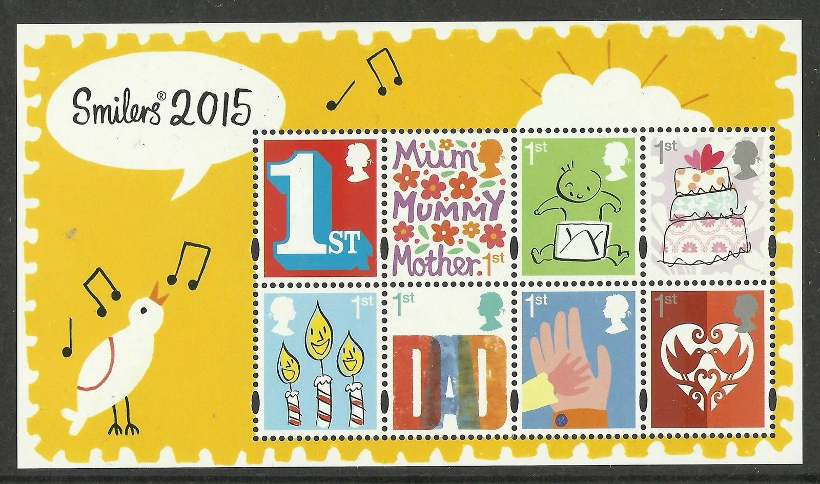 Großbritannien 2015 Wunschmarken Smilers Block postfrisch/mnh