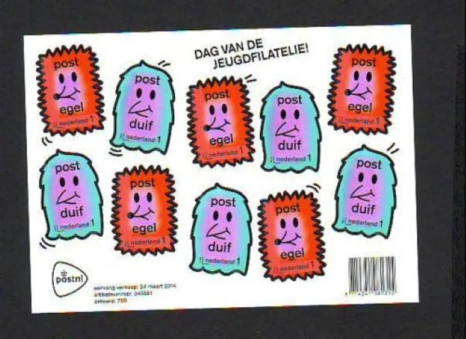 Nederland 3169-3170 Jeugdfilatelie Egel en duif hedgehog and pigeon 2014 vel/sheetlet postfris/mnh