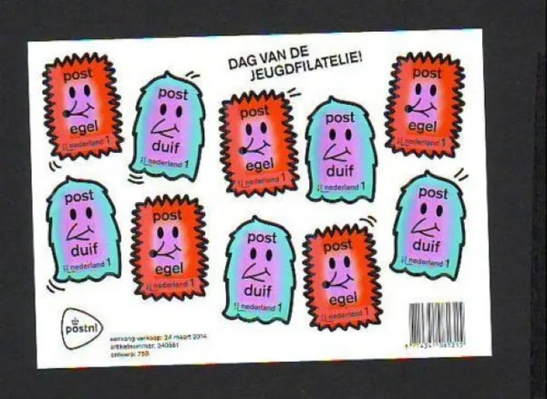 Nederland 3169-3170 Jeugdfilatelie Egel en duif hedgehog and pigeon 2014 vel/sheetlet postfris/mnh
