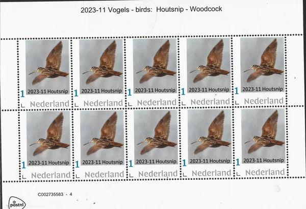 Netherlands 2023-11 Bird Woodcock sheetlet MNH