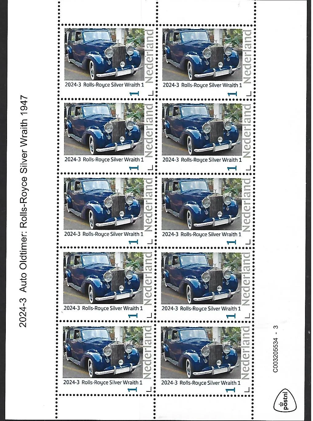 Niederlande 2024-3 Auto Oldtimer: Rolls-Royce Silver Wraith 1947 Blockchen postfrisch/mnh