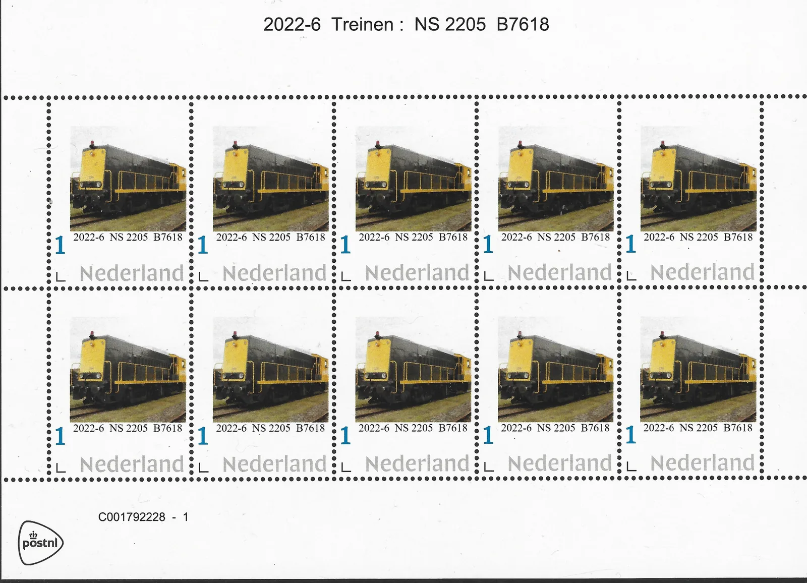 Niederlande 2022-6 Züge NS 2205 B7618 Bogen postfrisch/MNH