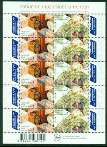 Netherlands V3173-3174 Europa musical instruments Europe 2014 sheet MNH