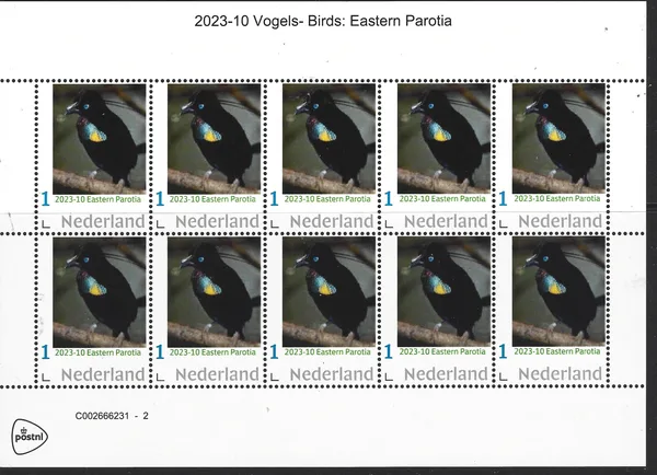 Netherlands 2023-10 Birds Eastern Paroliia vel-sheetlet MNH