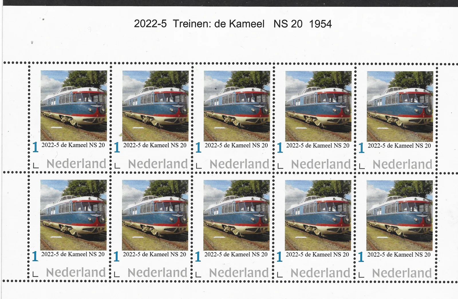 Pays-Bas 2022-5 Trains NS 20 1954 Chameau feuille neuf/mnh