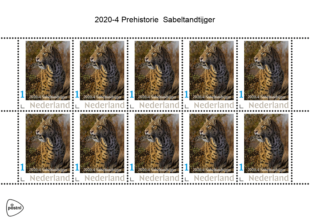 Pays-Bas 2020-4 Préhistoire Sabretooth Tiger feuillet neuf/mnh