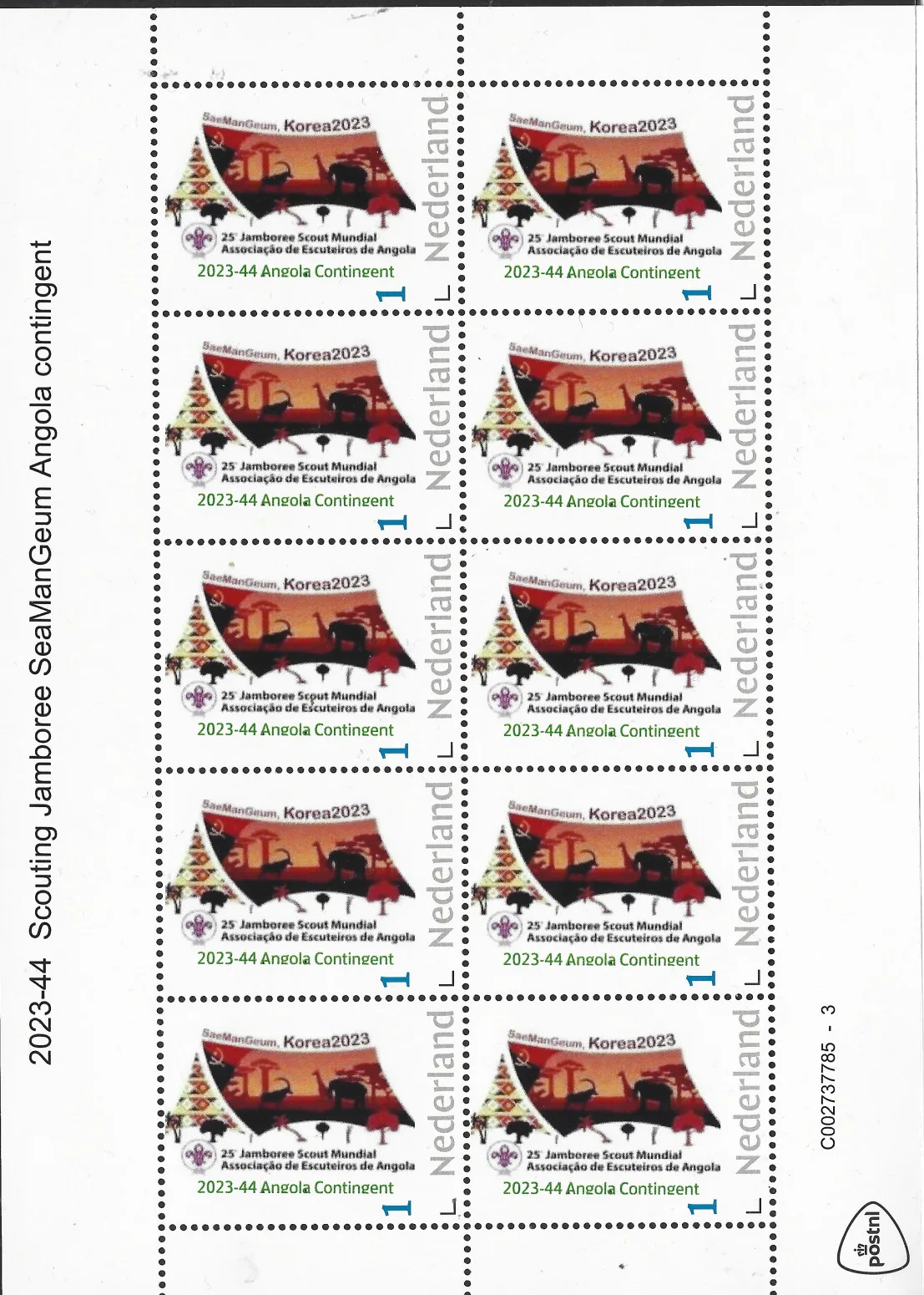 Pays-Bas 2023-44 Scouting Jamboree SeaManGeum Angola contingent bloc-feuillet neuf/mnh