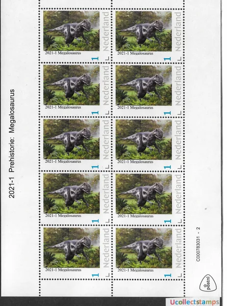 Netherlands 2021-1 Prehistory Megalosaurus souvenir sheet MNH