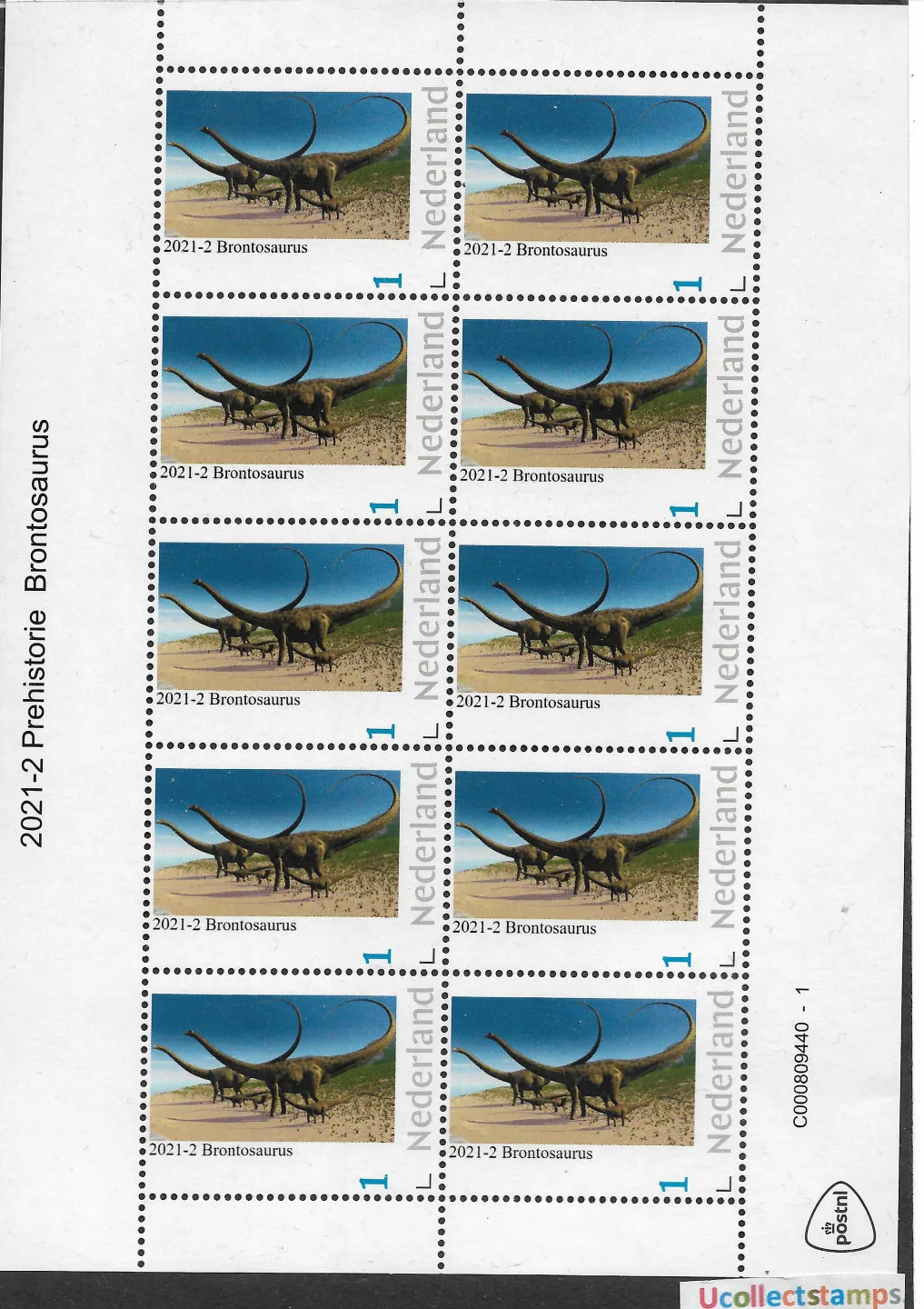 Niederlande 2021-2 Prähistorie Brontosaurus Vel-Bogen postfrisch/mnh
