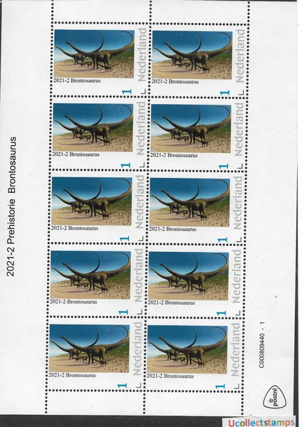 Netherlands 2021-2 Prehistory Brontosaurus vel-sheetlet MNH