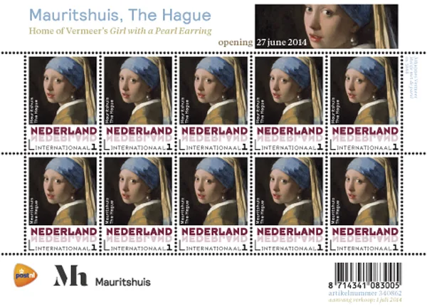 Netherlands V3197 Vermeer Girl with Pearl Earring 2014 sheetlet MNH