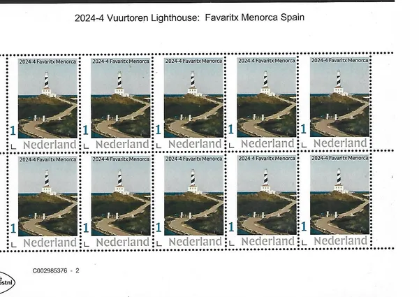 Nederland 2024-4 Vuurtoren-Lighthouse: Favarixt Menorca Spain sheetlet postfris/mnh