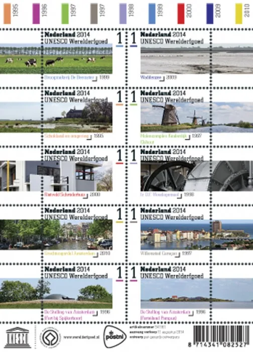 Nederland V3209-3218 Werelderfgoed world heritage 2014 vel/sheetlet postfris/mnnh