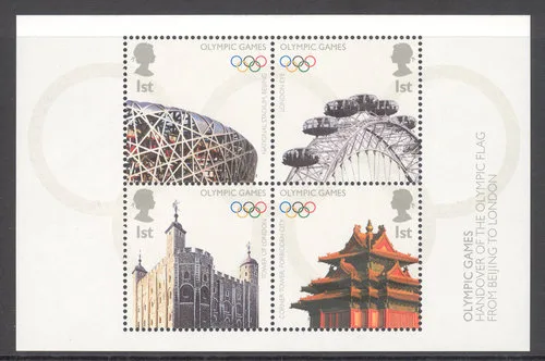 Gr. Britain 2008 Olympic flag handover block-m/s MNH