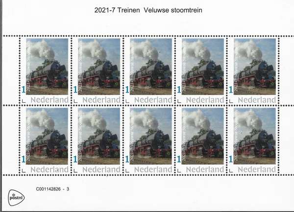 Nederland 2021-7 Treinen Trains Veluwse stoomtrein vel-sheetlet postfris/mnh