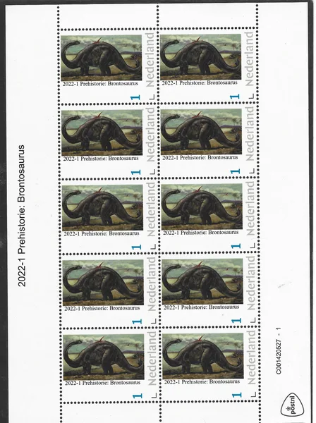 Netherlands 2022-1 prehistory: Brontosaurus self-adhesive sheetlet MNH