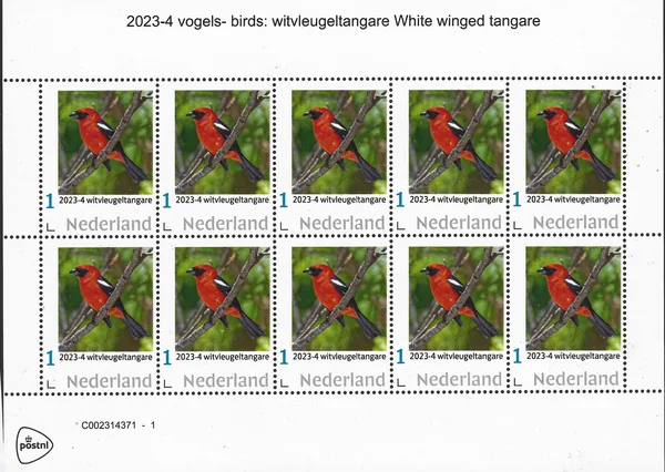 Netherlands 2023-4 Birds White-winged Tanager sheetlet MNH