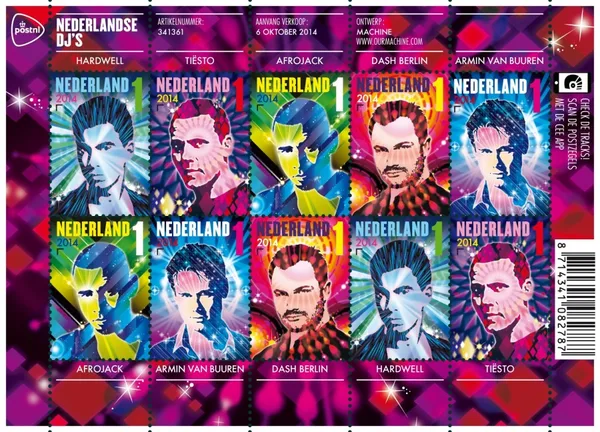 Netherlands V3229-3233 Dutch DJs music 2014 sheetlet MNH